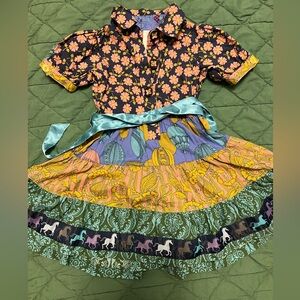 Matilda Jane paint by numbers dress with horse details, flowers, hot air balloon